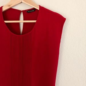 Massimo Dutti cap sleeve dress with pleated front